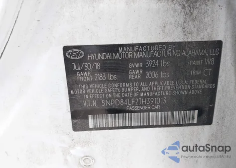 2018 Hyundai Elantra Sel из США, поврежденный, VIN 5NPD84LF2JH391013